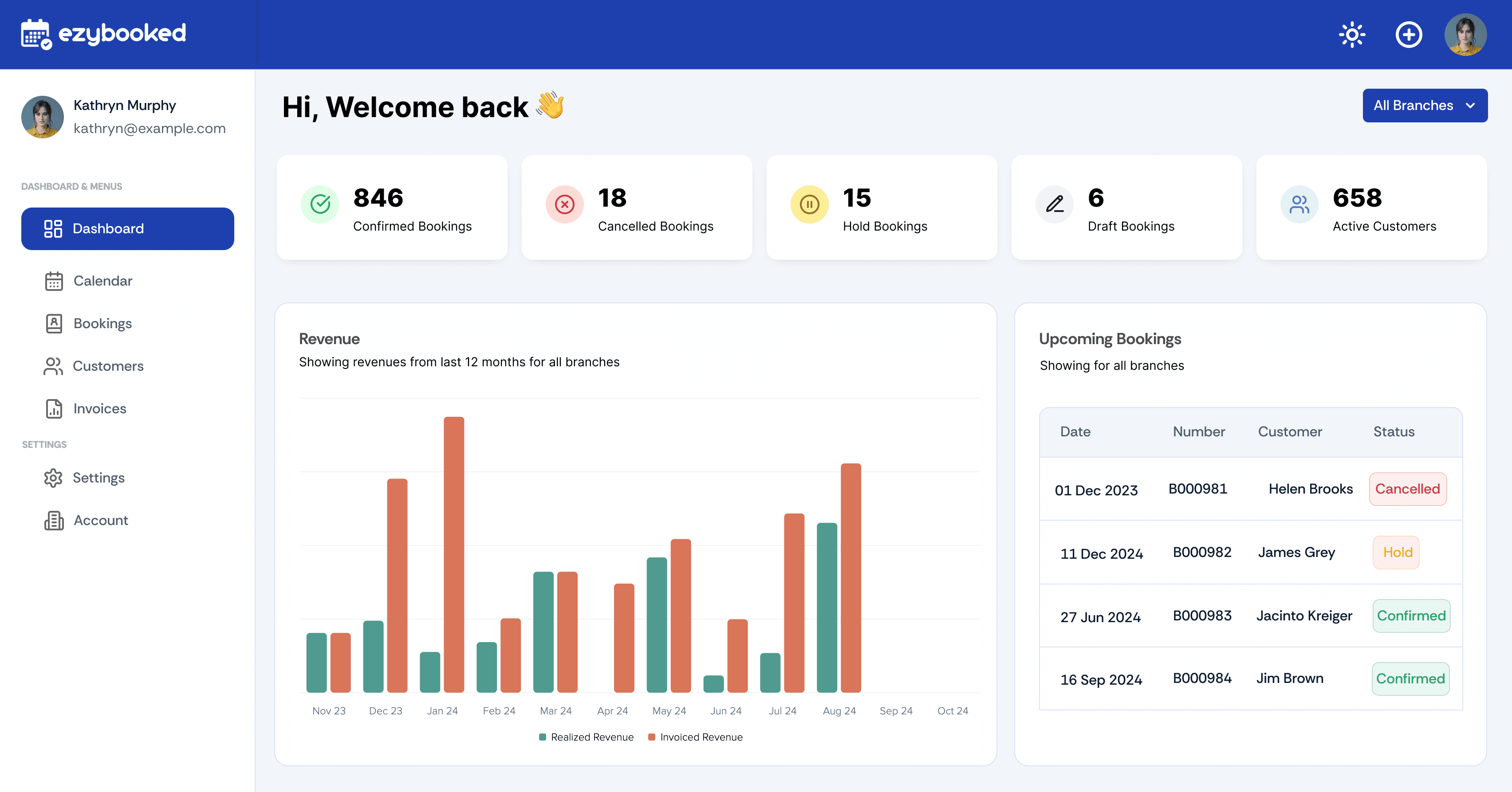 ezybooked dashboard