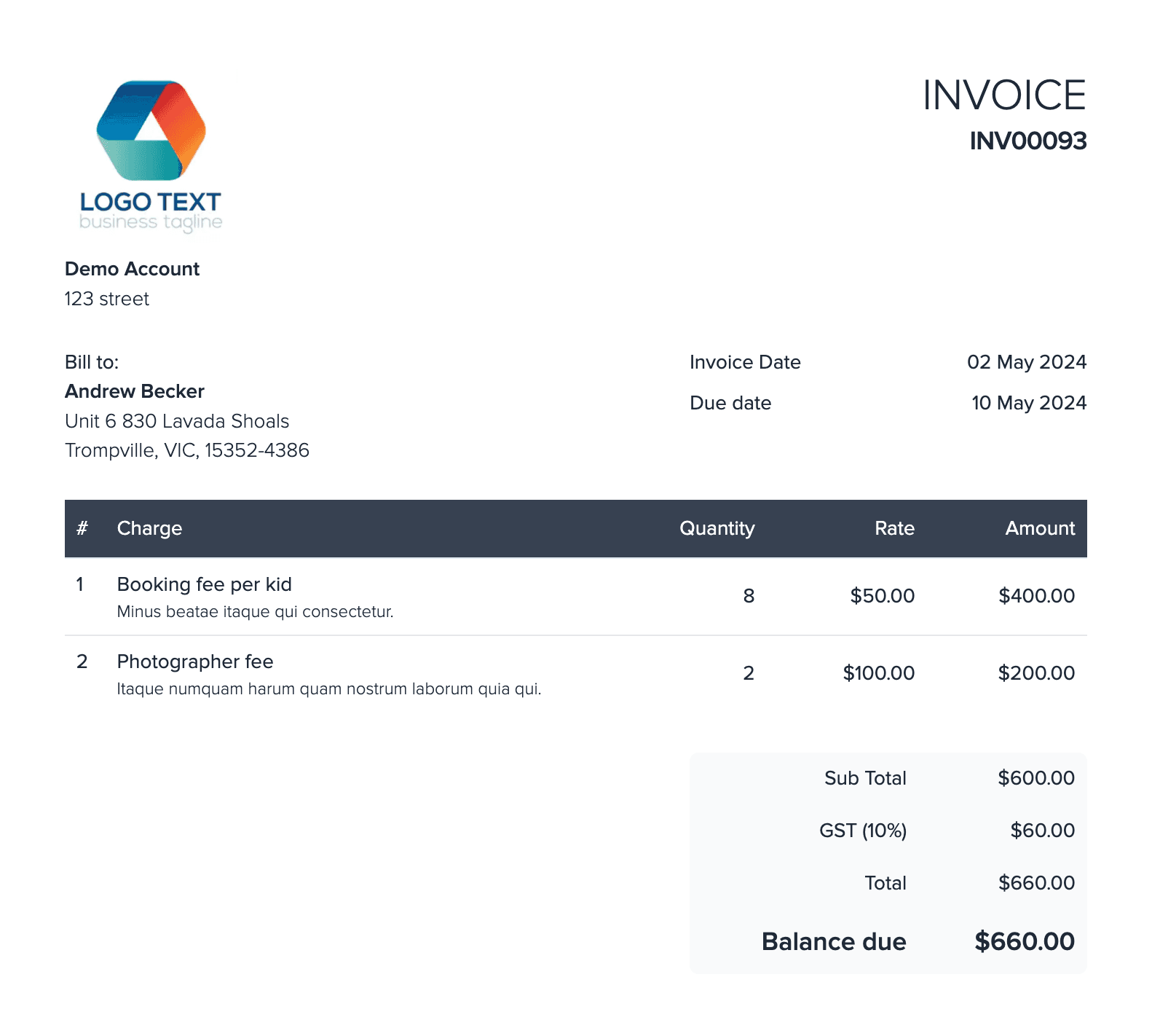 ezybooked invoicing